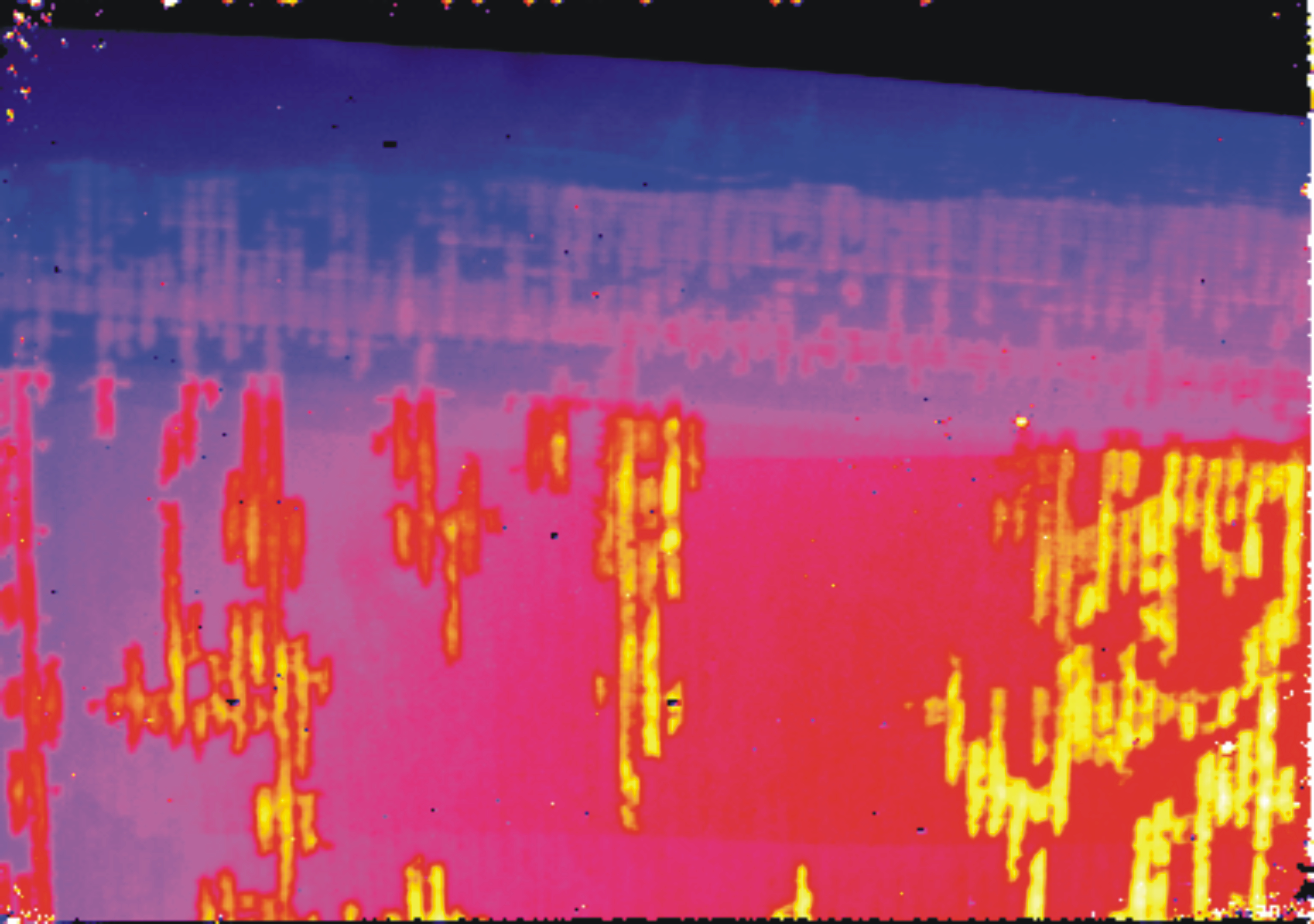 Thermische Ansicht von Lufteinschlüssen mittels Wärmefluss-Thermographie